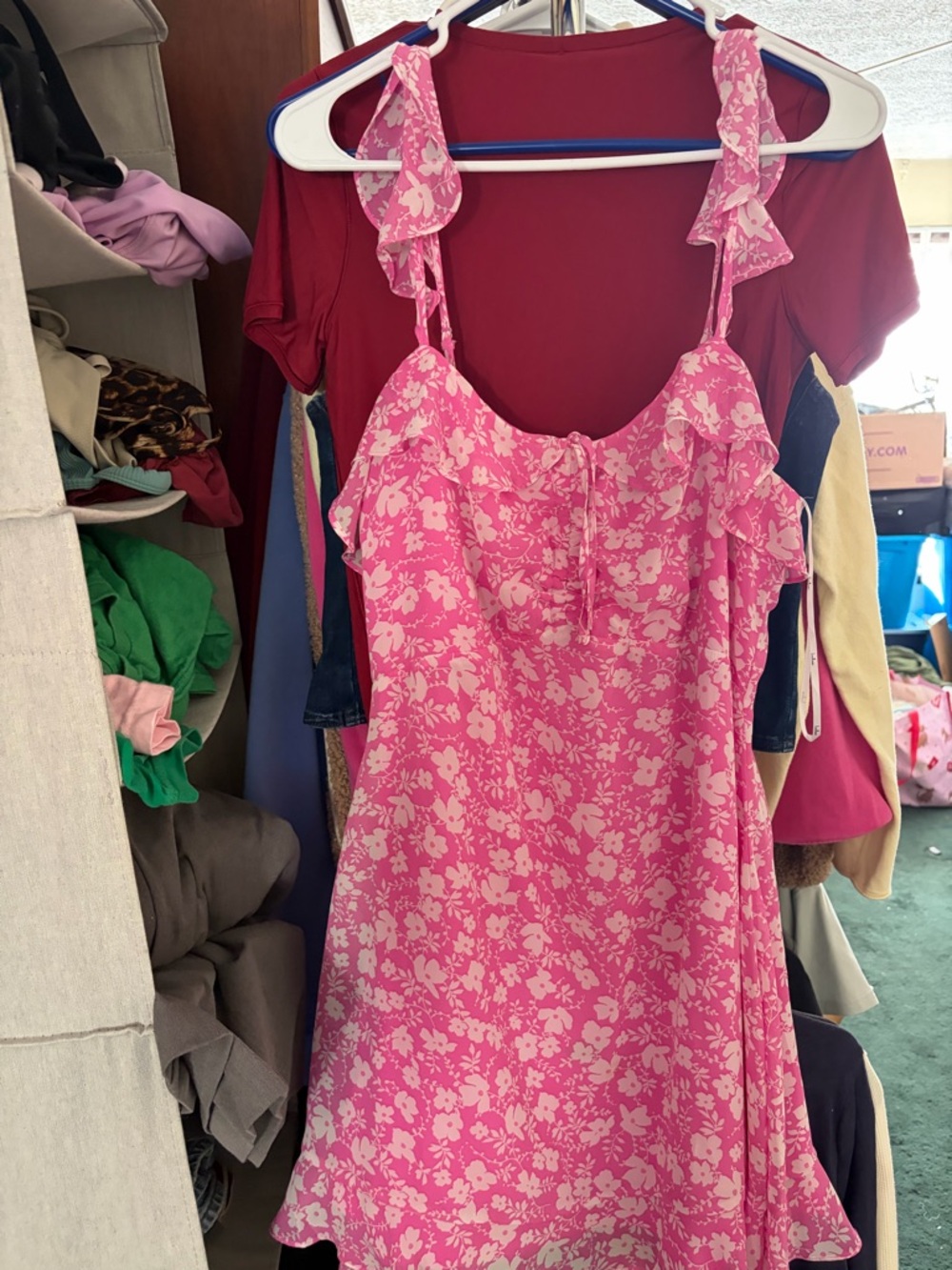 Lulu's Pink & White Floral Tie-Front Sundress